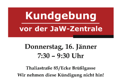 Solidarität mit der Kollegin von “Jugend am Werk”
